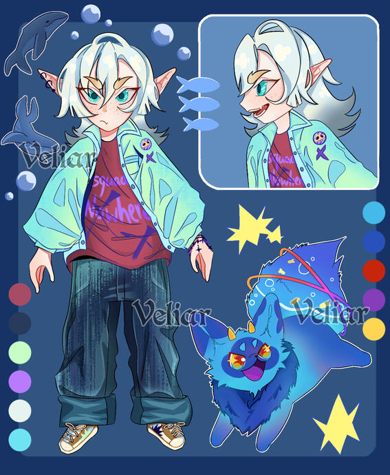 Cute Elf Character with Familiar